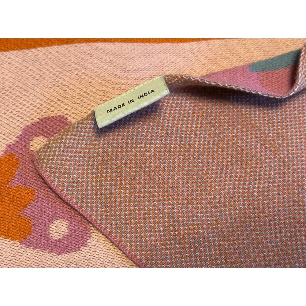 Jotex ROAR Tiger Throw Blanket Pink Organic Cotton Knit 50x62 India